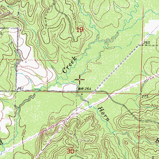 Topographic Map of Horn Branch, AR