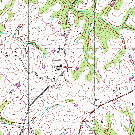 Topographic Map of Sewell Cemetery, KY