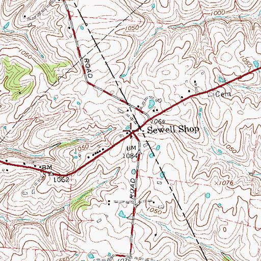 Topographic Map of Sewell Shop, KY