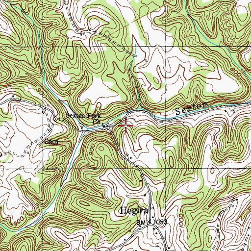 Topographic Map of Sexton Fork Church, KY