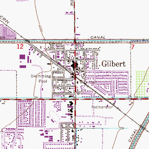 Topographic Map of Gilbert, AZ