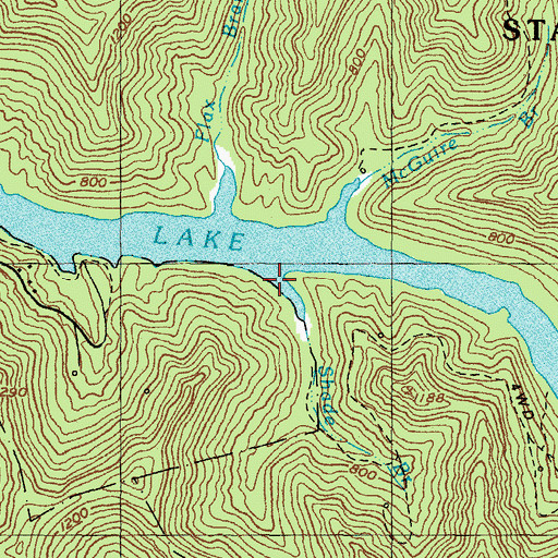 Topographic Map of Shade Branch Johns Creek, KY