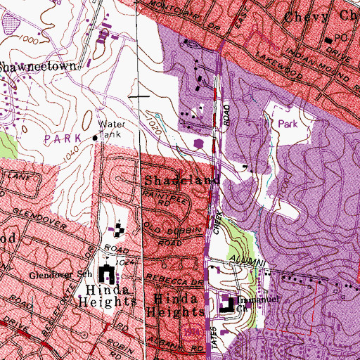 Topographic Map of Shadeland, KY
