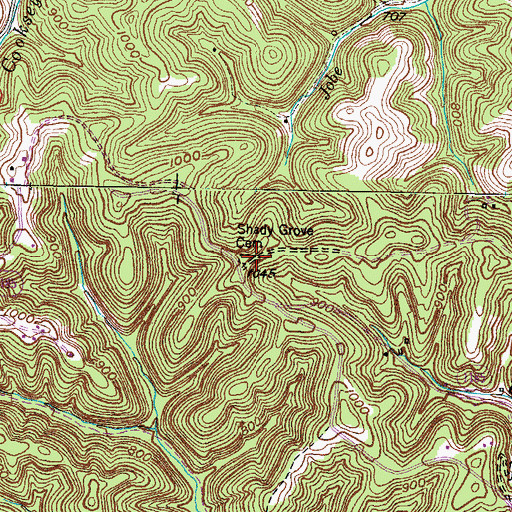 Topographic Map of Shady Grove Cemetery, KY