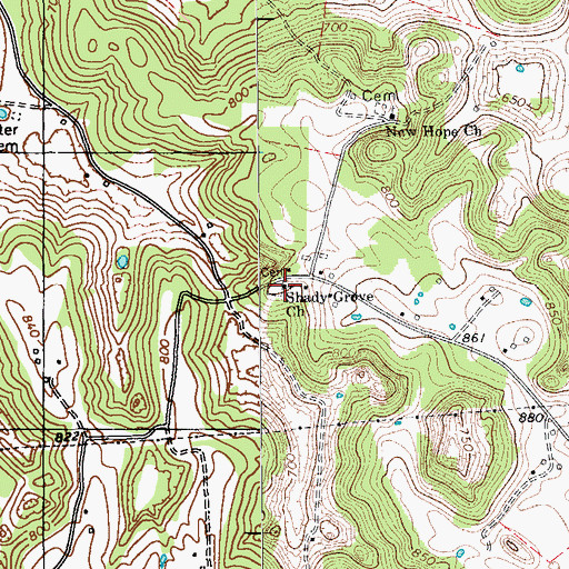 Topographic Map of Shady Grove Church, KY