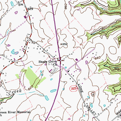 Topographic Map of Shady Grove Church, KY