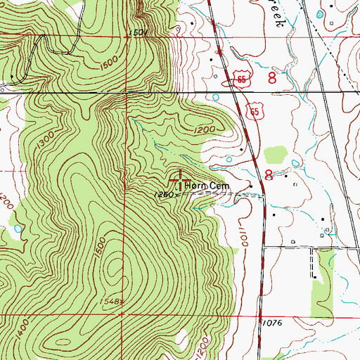 Topographic Map of Horn Cemetery, AR