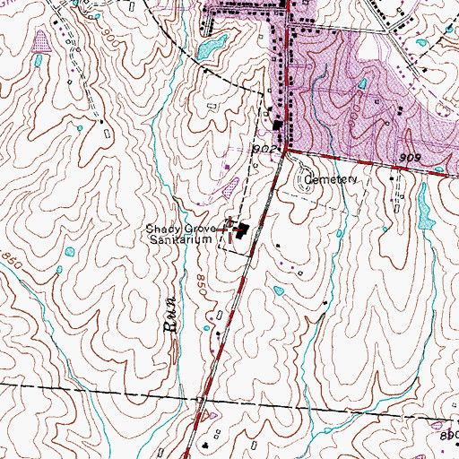Topographic Map of Shady Grove Sanitarium, KY