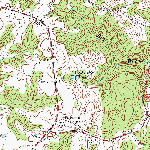 Topographic Map of Shady Lake, KY