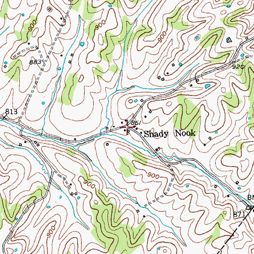 Topographic Map of Shady Nook, KY