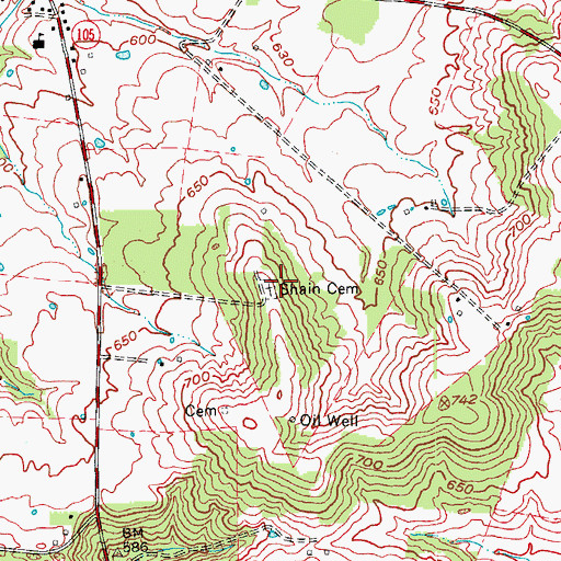 Topographic Map of Shain Cemetery, KY
