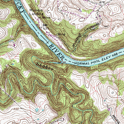 Topographic Map of Shaker Creek, KY