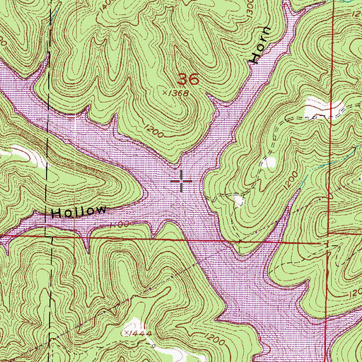 Topographic Map of Horn Hollow, AR