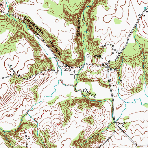 Topographic Map of Shaker Hollow, KY