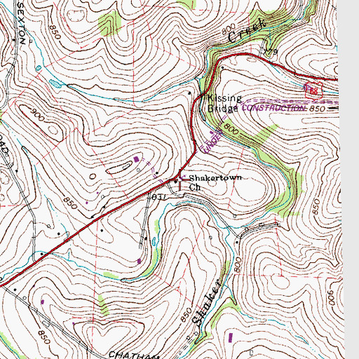 Topographic Map of Shakertown Church, KY