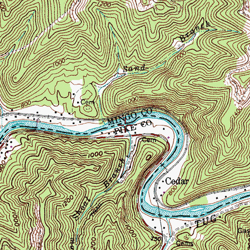 Topographic Map of Shallow Shoal Branch, KY