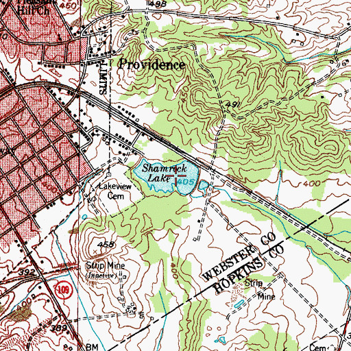 Topographic Map of Shamrock Lake (historical), KY