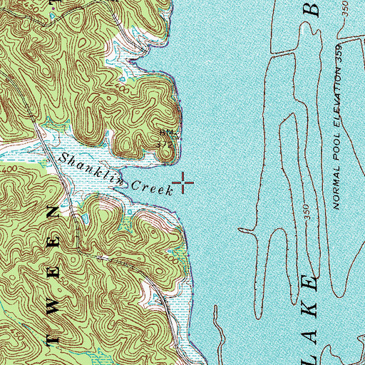 Topographic Map of Shanklin Creek, KY