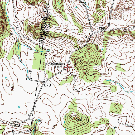 Topographic Map of Shanklins Cemetery, KY