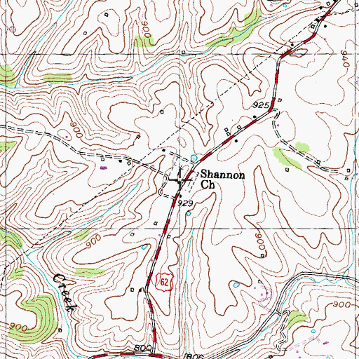 Topographic Map of Shannon Church, KY