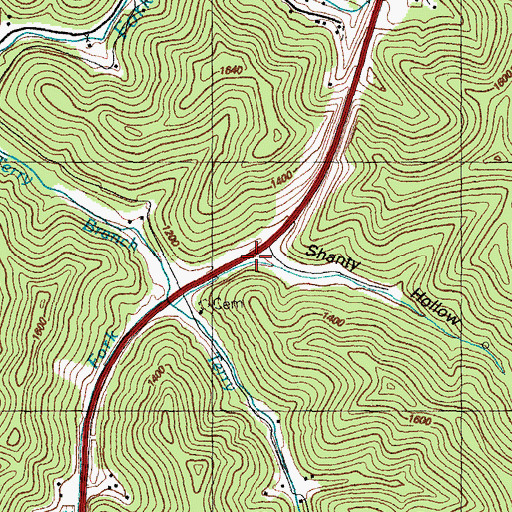 Topographic Map of Shanty Hollow, KY