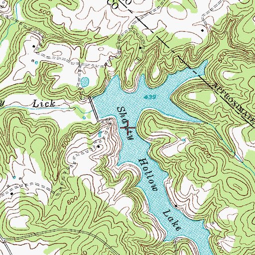 Topographic Map of Shanty Hollow Lake, KY