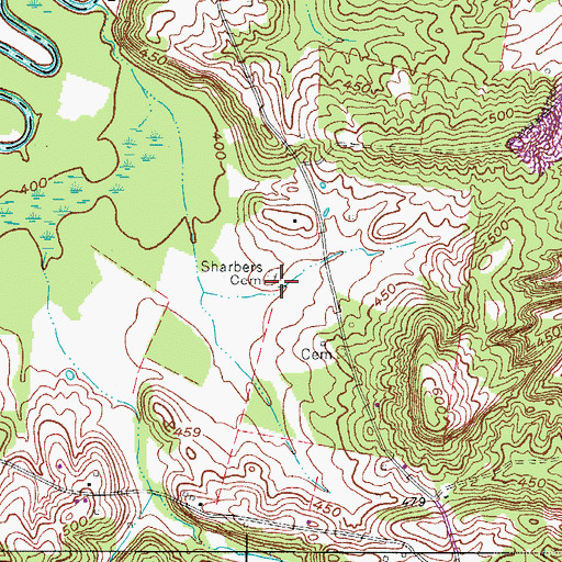 Topographic Map of Sharbers Cemetery, KY