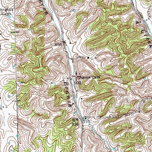 Topographic Map of Sharon Cemetery, KY