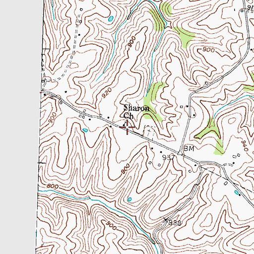 Topographic Map of Sharon Church, KY