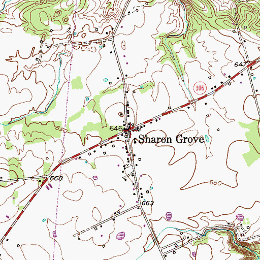 Topographic Map of Sharon Grove, KY