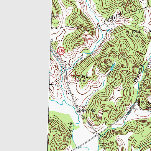 Topographic Map of Sharp Cemetery, KY