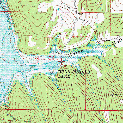 Topographic Map of Horse Hollow, AR