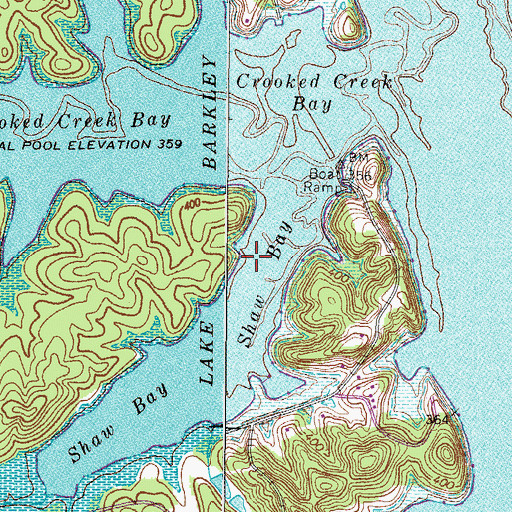 Topographic Map of Shaw Bay, KY