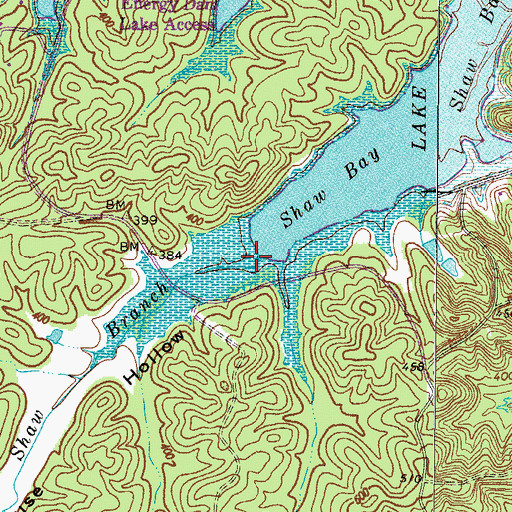 Topographic Map of Shaw Branch, KY