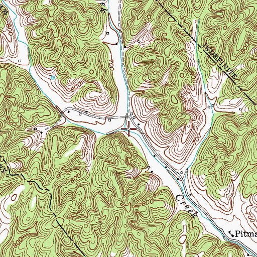 Topographic Map of Shaw Creek, KY