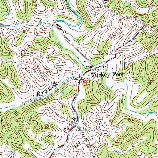 Topographic Map of Shawnee Branch, KY