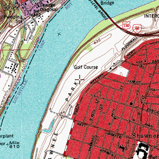 Topographic Map of Shawnee Park, KY