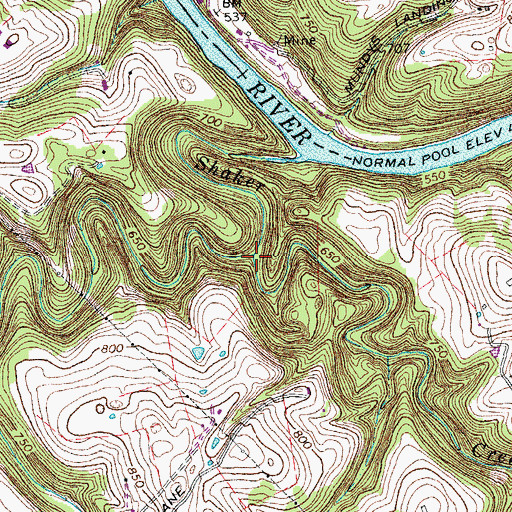 Topographic Map of Shawnee Run, KY