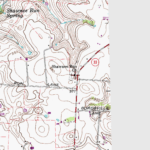 Topographic Map of Shawnee Run Baptist Church, KY