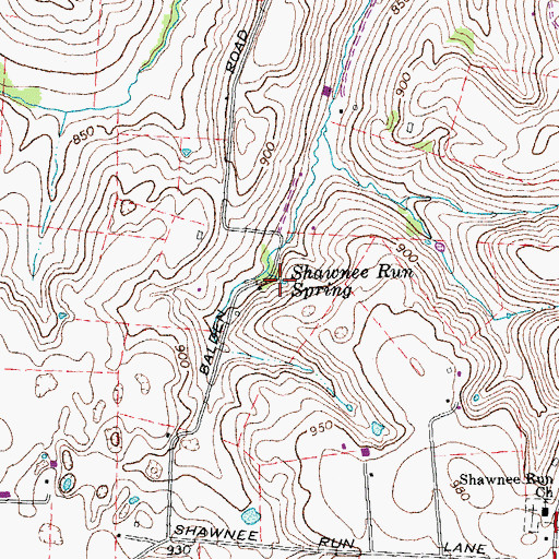 Topographic Map of Shawnee Run Spring, KY