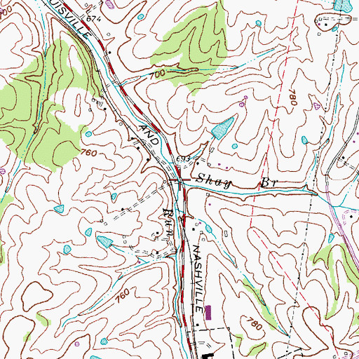 Topographic Map of Shay Branch, KY