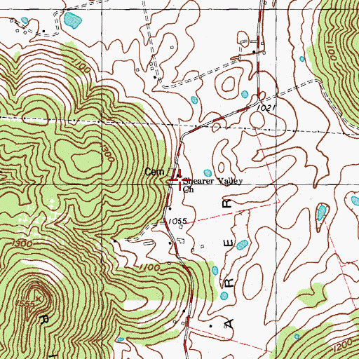 Topographic Map of Shearer Valley Church of Christ, KY