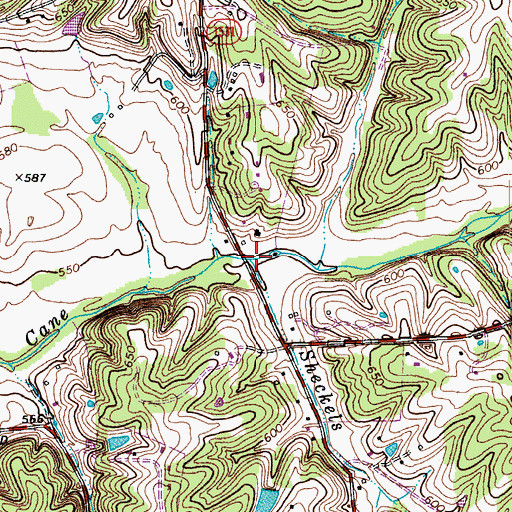 Topographic Map of Sheckels Run, KY