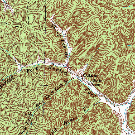 Topographic Map of Sheep Pen Branch, KY