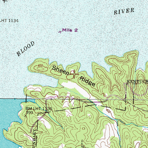 Topographic Map of Sheep Ridge, KY