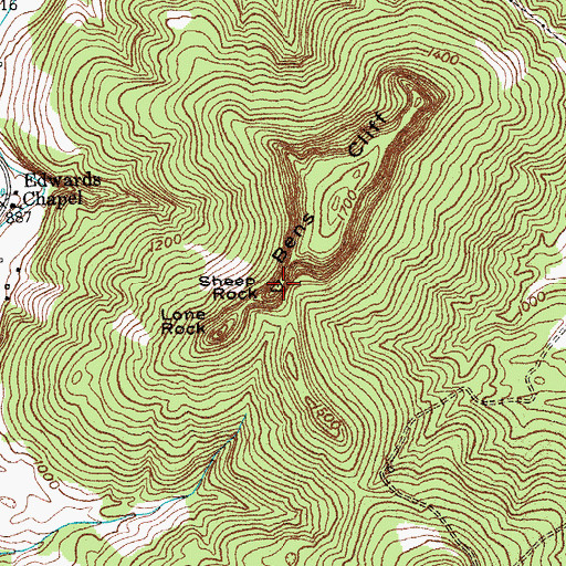 Topographic Map of Sheep Rock, KY