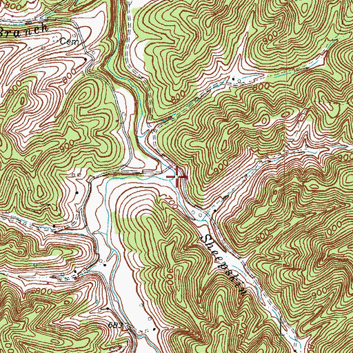 Topographic Map of Sheepskin Branch, KY