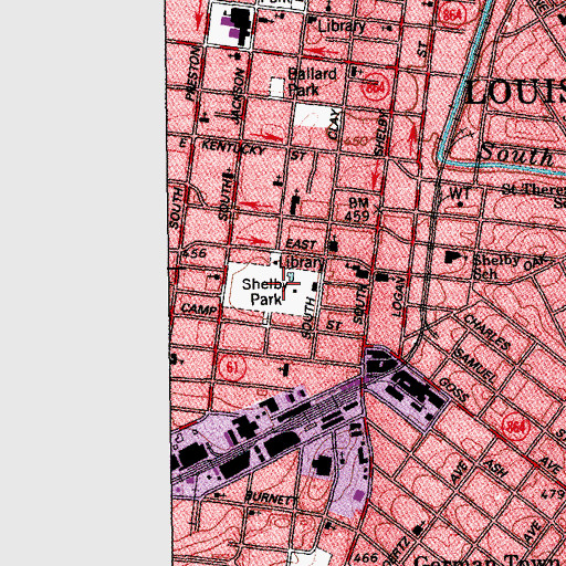 Topographic Map of Shelby Park, KY