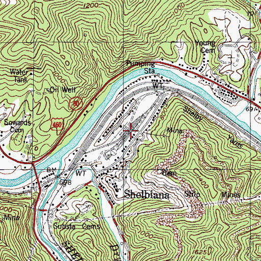 Topographic Map of Shelby Yards, KY