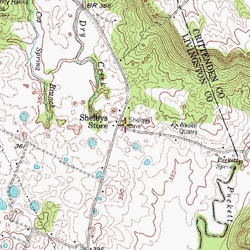 Topographic Map of Shelbys Store, KY